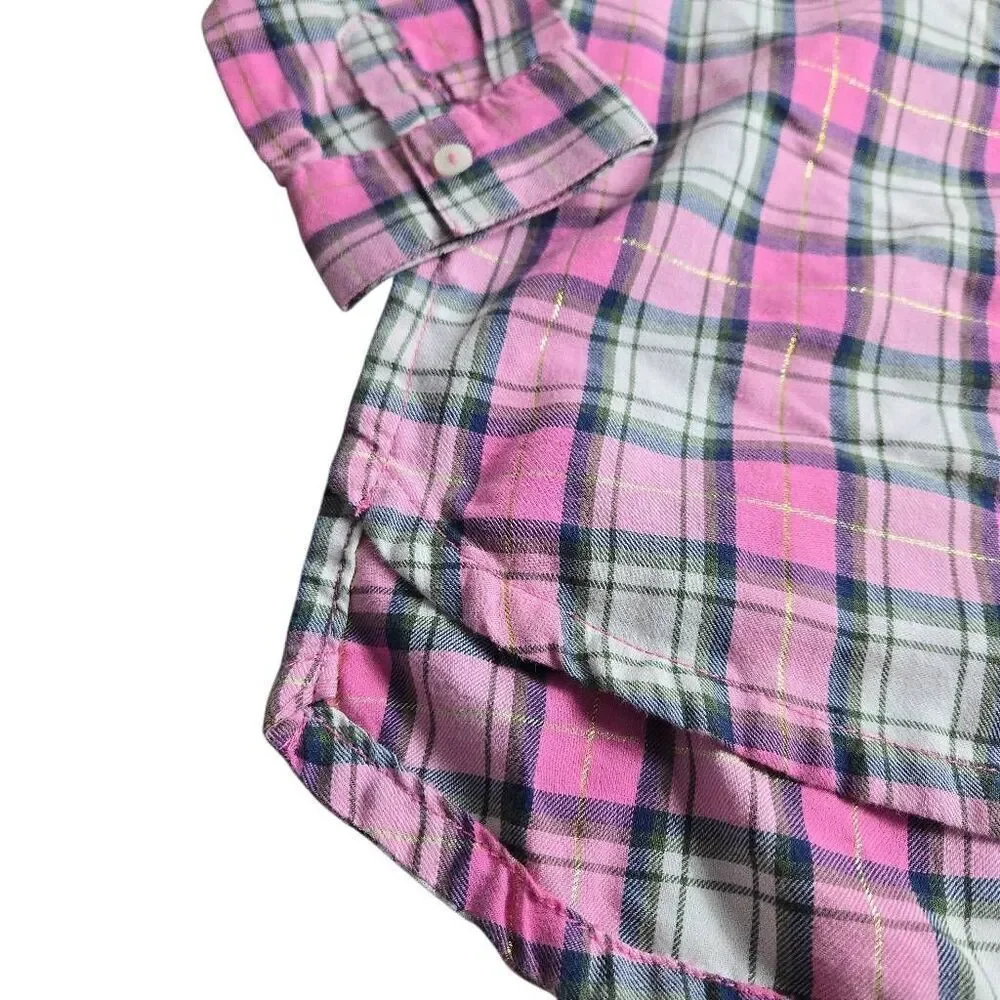 Carter's pink gold plaid buttondown shirt 8